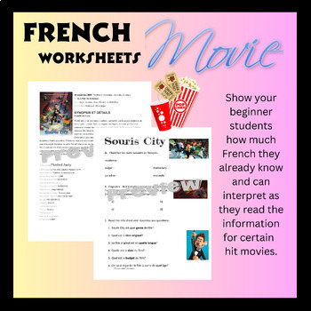 Preview of French Movie Worksheet - Souris City