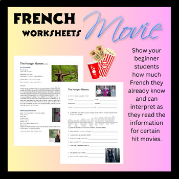 Preview of French Movie Worksheet - The Hunger Games