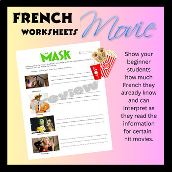 Preview of French Movie Worksheet - The Mask