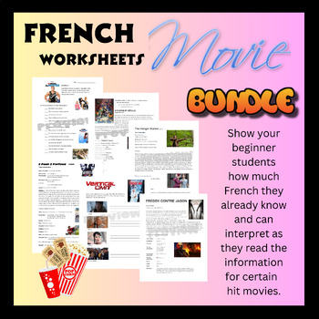 Preview of French Movie Worksheets Bundle - French Core High School