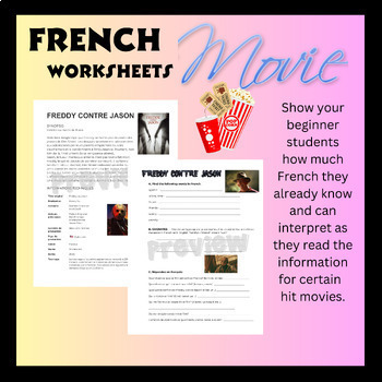 Preview of French Movie Worksheets - Freddy contre Jason