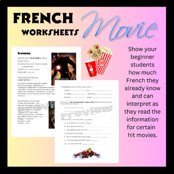 Preview of French Movie Worksheets - Ironman
