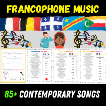 Preview of French Music / Musique Francophone - Fill in the Blank Lyrics to French Songs