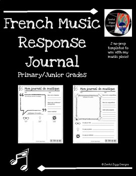 Preview of French Music Response Journal #1 (Primary/Junior)- No Prep!