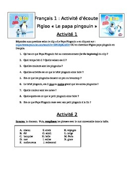 Preview of French Music Video and Language Analysis - Pigloo Papa Pingouin