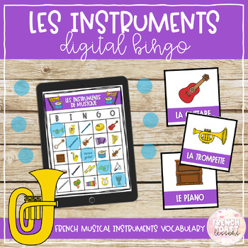 Preview of French Musical Instruments Digital BINGO | La musique
