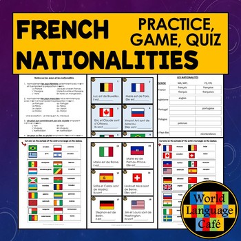 Preview of French Nationalities: Practice Quiz and Game