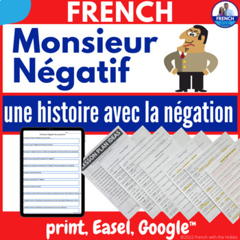 Preview of French Negative Expressions Reading Comprehension & Questions la négation