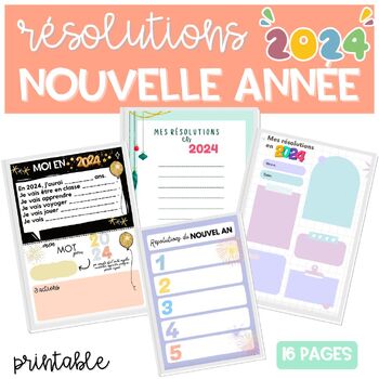 Preview of French New Year Resolutions Goal Setting 2024 PRINTABLE Nouvel An Nouvelle année