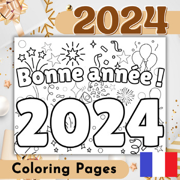 Preview of Bonne année 2024 - French Happy New Year 2024 Coloring pages