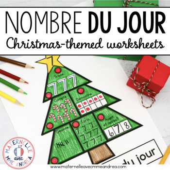 French Nombre du jour Noël - Christmas Themed Number of the Day (1-30)