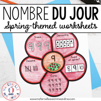 Preview of French Math - Nombre du jour Printemps - Spring Themed Number of the Day (1-30)