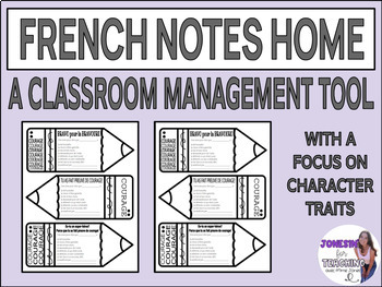 Preview of French Note's Home Classroom Management, Parent Communication, Positive
