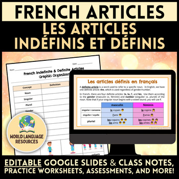 Preview of French Indefinite and Definite Articles, Nouns, Gender