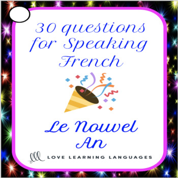 Preview of French Nouvel An Question Cards - 30 French New Year's Speaking Prompts