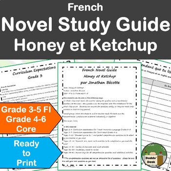Preview of French Novel Study Guide – Honey et Ketchup – Book Study Guide