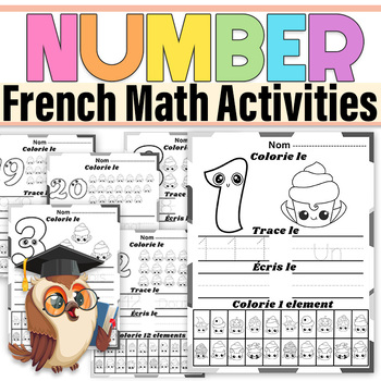Preview of French Number 1-20 Tracing & Counting Worksheets|Writing Numbers 1-20