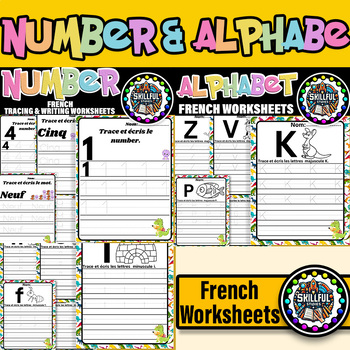 Preview of French Number 1-20 Tracing Worksheets With Dinosaur Themed |Writing Numbers 1-20