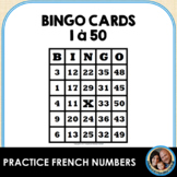 French Number BINGO Cards 1 to 50 - Words & Numbers - Cart
