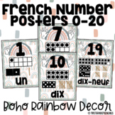 French Number Posters 0-20 | Boho Rainbow | French Classro
