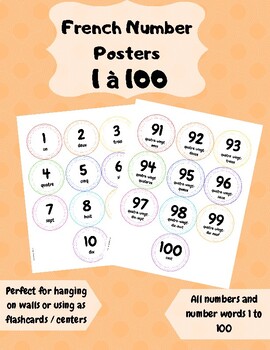 Preview of French Number Posters Flashcards 1-100