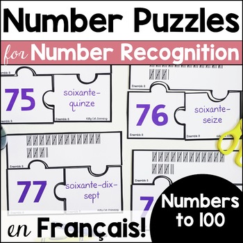 Preview of French Number Puzzles for Numbers to 100 - Number Words - French Immersion