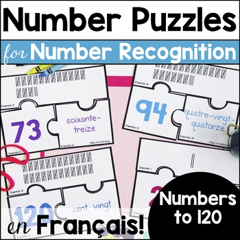 Preview of French Number Puzzles for Numbers to 120 - Number Words - French Immersion