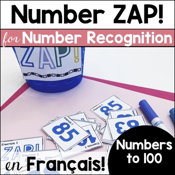 Preview of French Number Recognition Game for Numbers to 100 - Zap! - French Immersion
