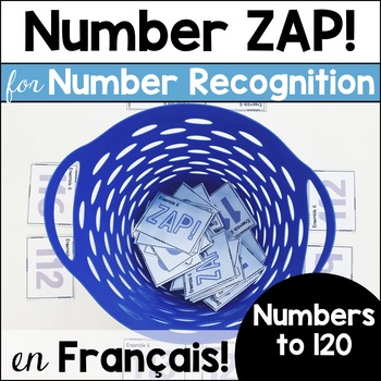 Preview of French Number Recognition Game for Numbers to 120 - Zap! - French Immersion