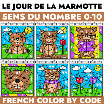 Preview of French Number Sense 0-10 Math Activity - Sens du nombre - Le jour de la marmotte