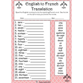 French Flashcard Matching Game Set 1 Number Words By Smartsy And Artsy