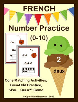 Preview of French Dual Language Immersion Numbers (0-10) Ice Cream Pack