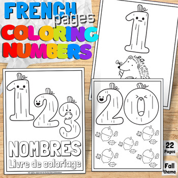 Preview of French Numbers 0-20 Coloring Pages Autumn & Fall Pumpkin Theme Coloring Book
