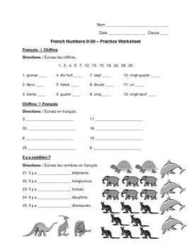 french numbers 0 30 worksheet by exploring french and spanish