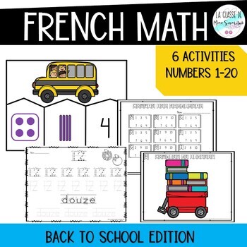 French Numbers 1-20 Math activities I Back to school edition | TPT