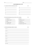 French Numbers 1-100 Quiz