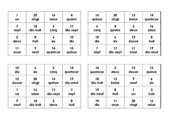 french bingo numbers 1 20 by real life language tpt