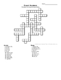 French Numbers 1 - 20 Crossword Puzzle
