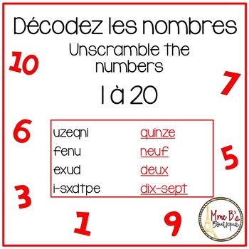 french numbers 1 20 decodez les nombres unscramble the