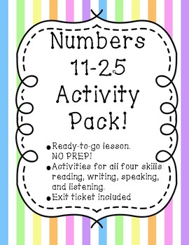 Preview of French Numbers 11-25 Activity Packet