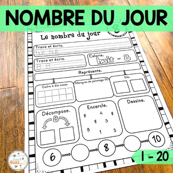 Preview of French Number of the Day Activities - Nombre du jour - les nombres 1-20