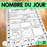 French Number of the Day Activities - Nombre du jour - les