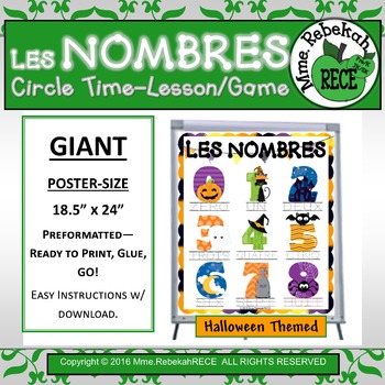 Preview of Halloween Activity French Numbers  Lesson and Games Poster for Circle Time