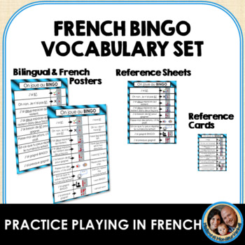French Numbers BINGO Vocabulary Reference Poster, Sheet, and Cards