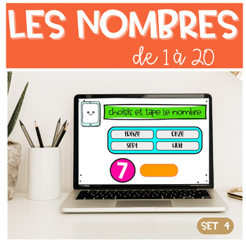 Preview of Numbers in French From 1 to 20 | BOOM CARDS Les Nombres 1 à 20 | SET 4