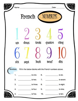 French Numbers Worksheet Packet by Sunny Side Up Resources | TPT
