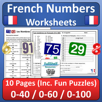 Preview of French Numbers Worksheets Les Nombres NO PREP Activities