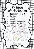 French - Numbers and Counting 1-20 - 12 Worksheets