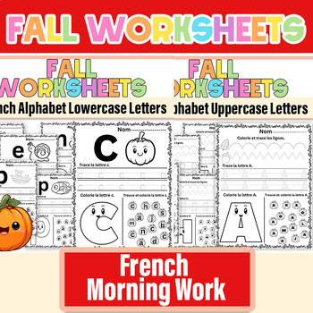 Preview of French October Fall Morning Work First Grade Bundle |Alphabet Special Education