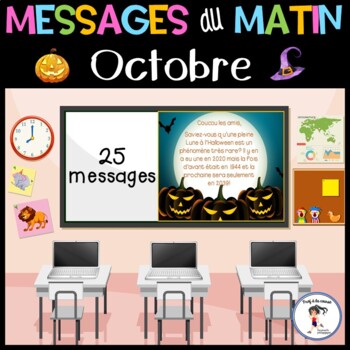 Preview of French October Morning Messages| Messages du matin - Octobre Halloween